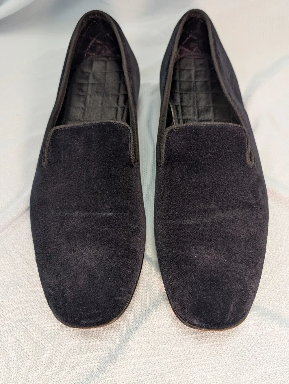 Vintage Brooks Brothers Men's Blue-Black Velvet Evening Slippers Size 11.5